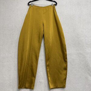 Zara Mustard Yellow Wide-Leg Satin Pants